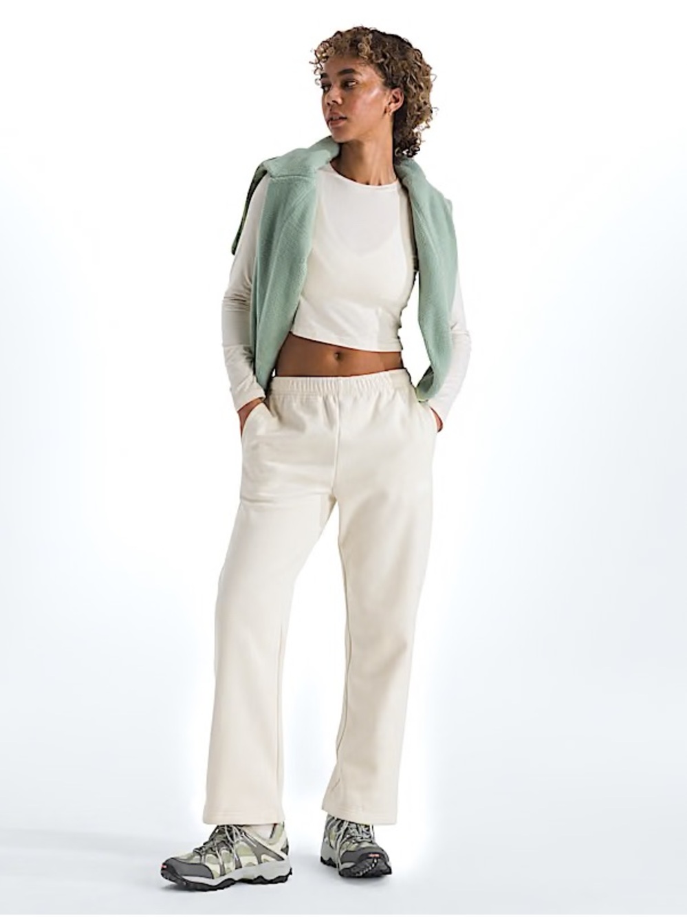 The North Face Cream Wide-Leg Track Pants